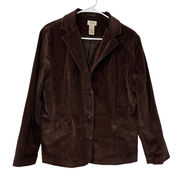 LL Bean Corduory Jacket Blazer Womens 14 P Brown Vintage Academia Preppy - Picture 1 of 12